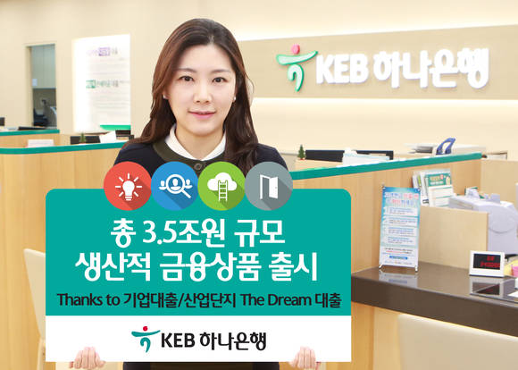▲KEB하나은행 모델이 새롭게 선보이는 '생산적 금융상품' 출시를 홍보하고 있는 모습.(사진제공=KEB하나은행)