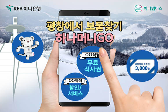 ▲KEB하나은행에서 실시하는 '하나머니GO 평창 보물찾기' 이벤트 홍보 포스터.(사진제공=KEB하나은행)