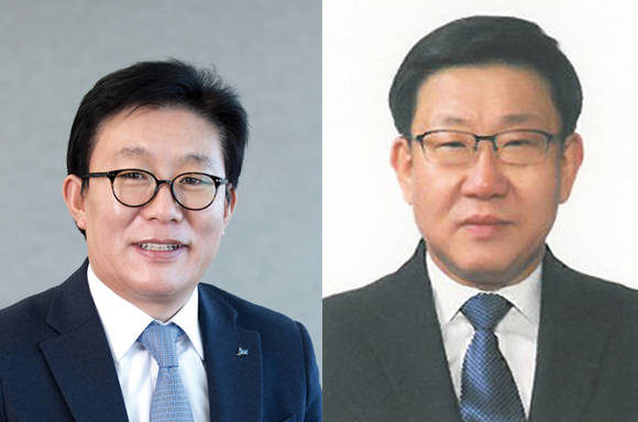 사진=한성권 JW홀딩스 신임 대표이사 사장(왼쪽)과 전재광 JW중외제약 대표이사 부사장(오른쪽)