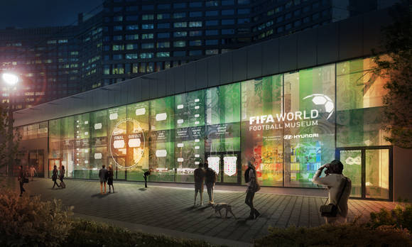 ▲현대자동차는 국제축구연맹(FIFA)과 협업을 통해 현대 모터스튜디오 모스크바에서 '2018 FIFA 러시아 월드컵' 기념을 위한 소장품 및 응원 문화 전시회 'FIFA World Football Museum Presented by Hyundai'를 오는 6월8일부터 7월20일까지 43일간 현대 모터스튜디오 모스크바에서 개최한다고 밝혔다. '2018 FIFA 러시아 월드컵' 기간 동안 현대 모터스튜디오 모스크바 건물 외관 벽면에 조성될 경기 대진표 파사드.(사진제공=현대자동차)