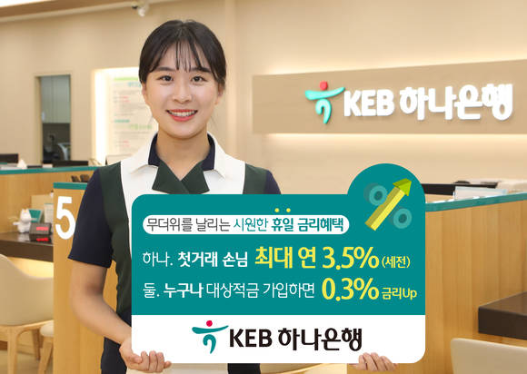 ▲KEB하나은행 모델이 휴일 금리 혜택 이벤트를 홍보하고 있는 모습.(사진제공=KEB하나은행)