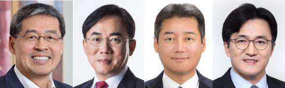 ▲(왼쪽부터) 신학철 LG화학 대표 내정자, 정철동 LG이노텍 대표 내정자, 윤춘성 LG상사 대표 내정자, 정성수 지투알 대표 내정자 / 사진=LG