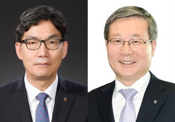 ▲이대훈 NH농협은행장 내정자(왼쪽)와 오병관 NH농협손해보험 대표이사 내정자