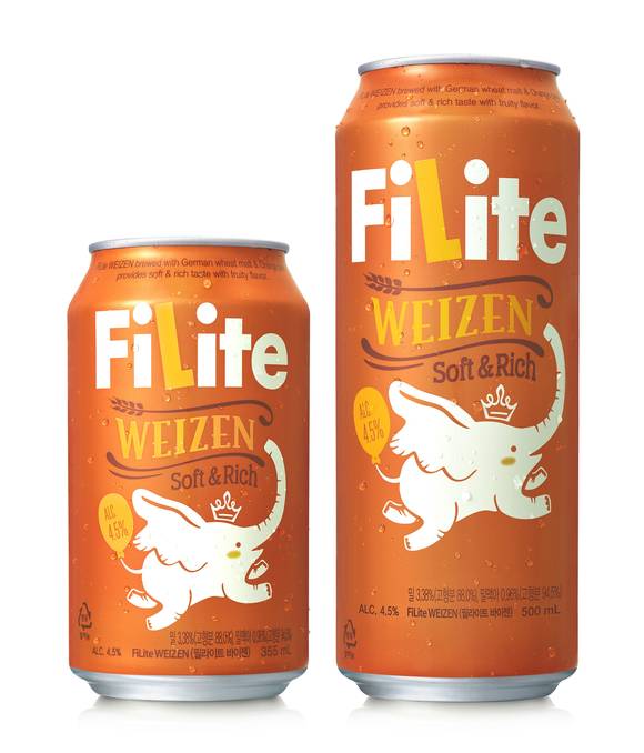 밀을 원료로 한 신개념 발포주 ‘필라이트 바이젠(Filite WEIZEN)’. 사진제공=하이트진로