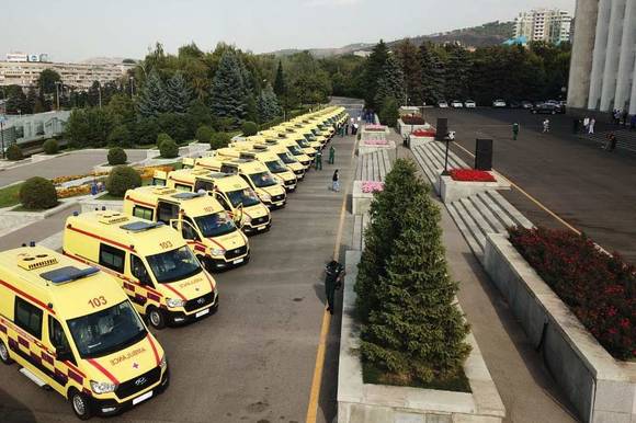 ▲현대자동차가 카자흐스탄에 공급계약 체결한 구급용 쏠라티. (사진제공=현대자동차)