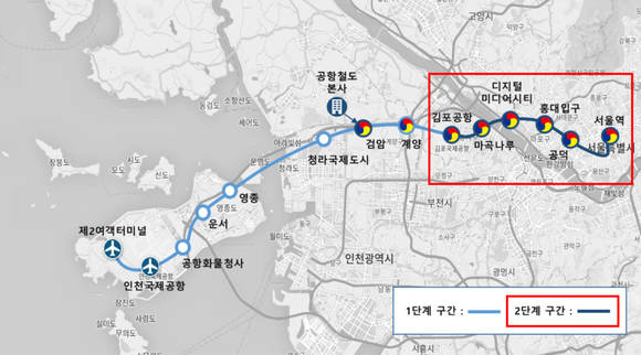 ▲롯데정보통신이 구축할 공항철도 2단계 구간 / 사진=롯데정보통신