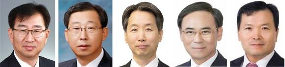 ▲(왼쪽부터) 이원희 현대자동차 사장, 박한우 기아자동차 사장, 박동욱 현대건설 사장, 이용배 현대로템 사장, 최병철 현대차증권 사장