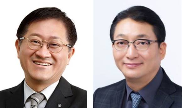 ▲서경배 아모레퍼시픽 대표이사 회장(왼쪽)과 안세홍 아모레퍼시픽 대표이사 사장