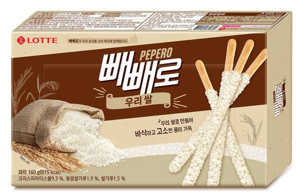 ▲롯데제과가 농협과 손잡고 선보인 '우리쌀 빼빼로' / 사진=롯데제과