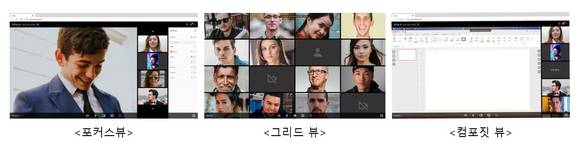 ▲화상회의 전문 솔루션 ‘하이퍼미팅’의 다양한 화면 레이아웃 / 사진=티맥스A&C