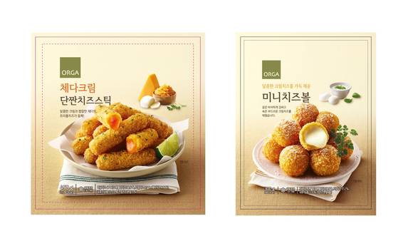 ▲풀무원 올가홀푸드의 체다크림 단짠치즈스틱·미니치즈볼 / 사진=풀무원