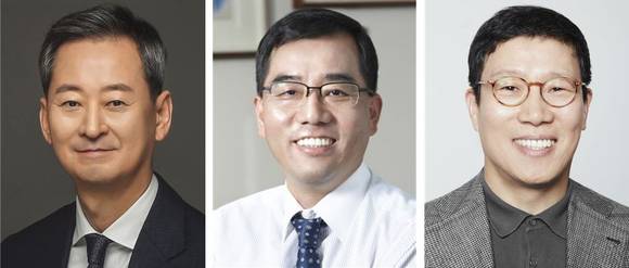 ▲(왼쪽부터) 최은석 CJ제일제당 대표이사 내정자, 강신호 CJ대한통운 대표이사 내정자, 강호성 CJ ENM 대표이사 내정자