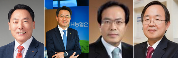 ▲(왼쪽부터) 박태선 농협캐피탈 대표이사 후보, 김인태 농협생명 대표이사 후보 , 이종백 농협금융지주 사외이사 , 김용기 농협금융지주 사외이사 / 사진=농협금융지주