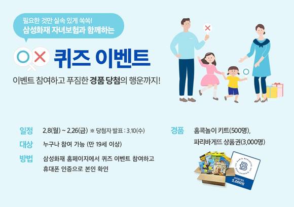 ▲삼성화재가 진행하는 자녀보험 '꿈이 자라는 어린이' OX 퀴즈 이벤트 / 사진=삼성화재