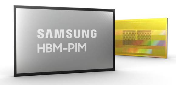 ▲메모리 반도체와 인공지능 프로세서를 하나로 결합한 ‘HBM-PIM’ / 사진=삼성전자