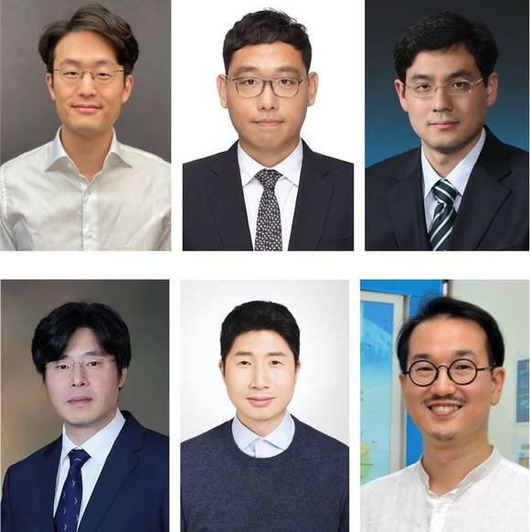 ▲2021년 상반기 ‘삼성미래기술육성사업’ 지원과제에 선정된 교수들. (위 왼쪽부터) 류경석 서울대 교수, 황승준 포스텍 교수, 조규봉 서강대 교수, (아래 왼쪽부터) 조창의 디지스트 교수, 김건희 서울대 교수, 김기웅 충북대 교수 / 사진=삼성전자