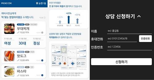▲위대한상사가 빅데이터를 분석해 맞춤형 창업 솔루션을 제공하는 '픽콕' 서비스를 선보였다 / 사진=위대한상사