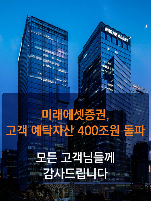 ▲미래에셋증권이 지난 6월 말 기준 고객 예탁자산 400조 원을 돌파했다 / 사진=미래에셋증권