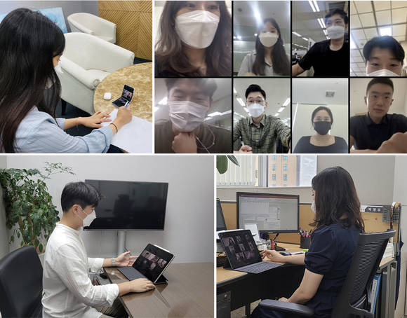 ▲‘후렌드(who-riend) 위원회’ 첫 화상회의에서 위원회 구성원들이 이야기를 나누고 있다. / 사진=신한금융