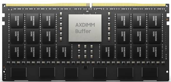 ▲D램 모듈에 AI엔진을 탑재한 'AXDIMM' / 사진=삼성전자