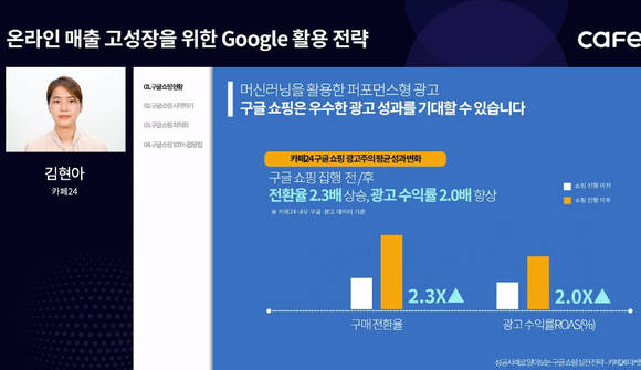 ▲카페24는 18일 구글과 함께 ‘구글을 활용한 쇼핑몰 매출 확장 전략’ 웨비나를 개최했다. / 사진=카페24