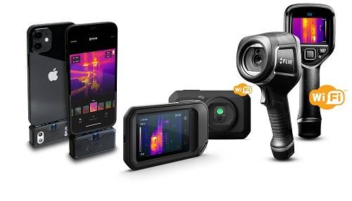 ▲플리어의 보급형 열화상 카메라 모델. (왼쪽부터) FLIR ONE PRO, C5, E5 / 사진=플리어