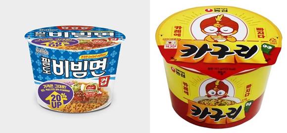 ▲팔도 비빔면(왼쪽)과 카구리 / 사진=각 사
