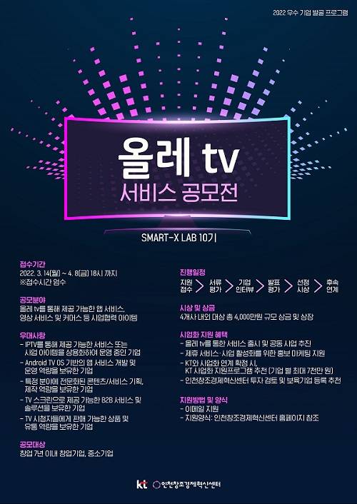 ▲올레 tv 서비스 공모전 포스터 / 사진=인천창조경제혁신센터