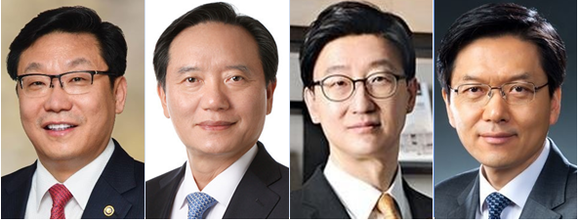 ▲(왼쪽부터) 주형환·김현웅·김준기·진정구 호텔신라 사외이사