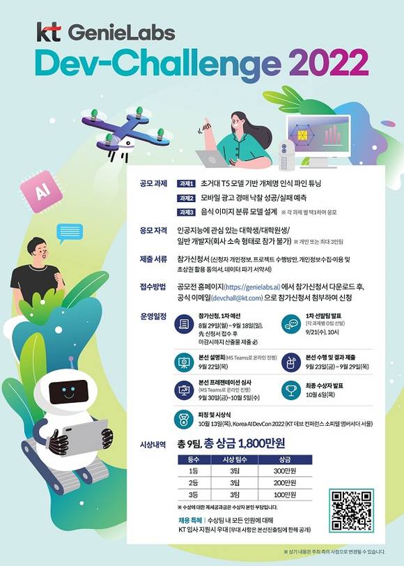 ▲KT ‘AI 개발 챌린지’ 참가 모집 포스터 / 사진=KT