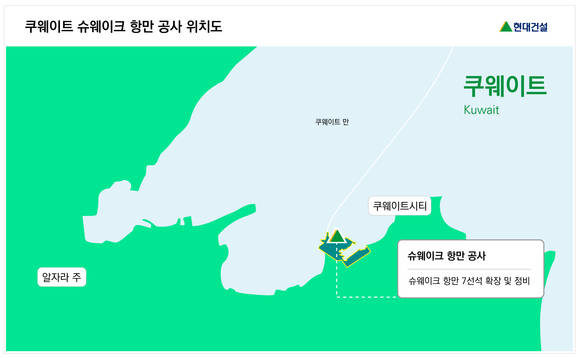 ▲쿠웨이트 슈웨이크 항만 공사 위치도 / 사진=현대건설