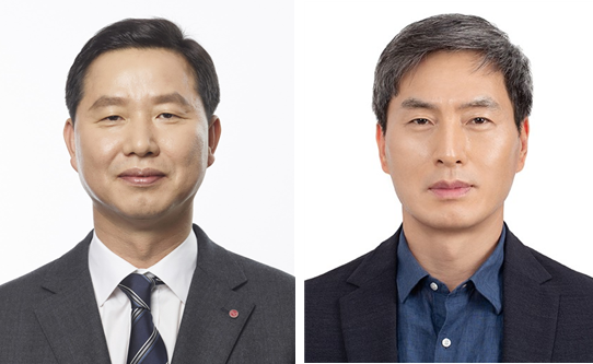 ▲사장으로 승진한 차동석 LG화학 CFO 및 CRO(왼쪽)와 부사장으로 승진한 이향목 LG화학 양극재사업부장 / 사진=LG화학