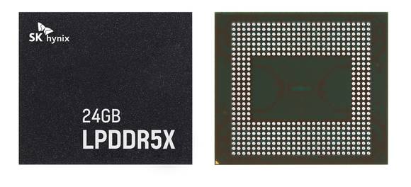▲24GB LPDDR5X D램 / 사진=SK하이닉스 SK하이닉스, 현존 최고 용량 24GB LPDDR5X D램 양산