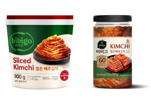 ▲CJ제일제당 호주 현지 생산 김치(왼쪽)와 북미 현지 생산 김치 / 사진=CJ제일제당 CJ제일제당, 비비고 김치 호주·북미 현지생산 개시