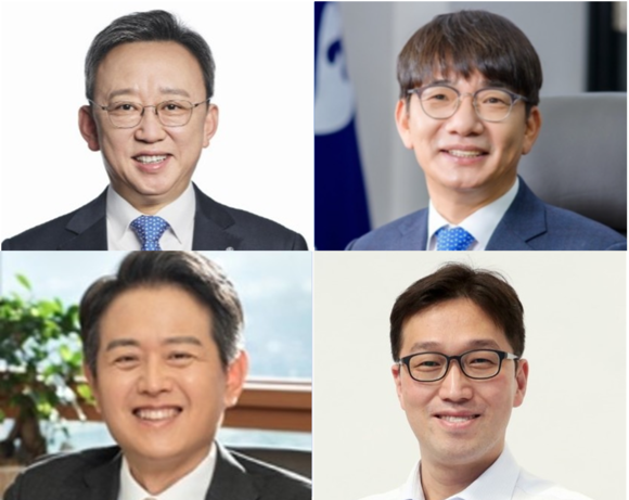 ▲(위 왼쪽부터 시계방향으로) 정상혁 신한은행장, 이영종 신한라이프 대표, 강병관 신한EZ손해보험 대표, 이승수 신한자산신탁 대표 / 사진=신한금융 진옥동호 신한금융, 세대교체…본부장도 계열사 대표로 직진