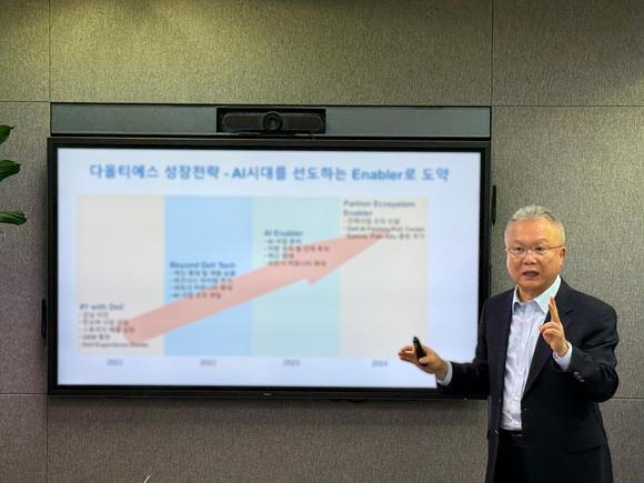 ▲홍정화 다올티에스 대표가 미디어데이에서 발표하고 있다. / 사진=다올티에스 다올티에스 “올해 AI 중심 기술 혁신, 파트너십 확대 추진”