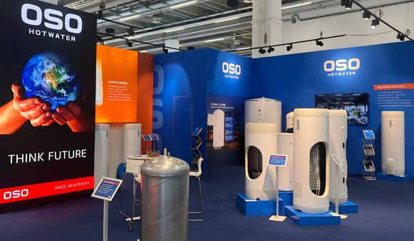 ▲올 초 독일 프랑크푸르트에서 열린 세계 최대 규모 냉난방공조 전시회인 ‘ISH(International trade fair for sanitation, heating and air) 2025’에 참가한 OSO의 부스 전경 / 사진=LG전자 LG전자, 프리미엄 온수 솔루션 기업 OSO 인수