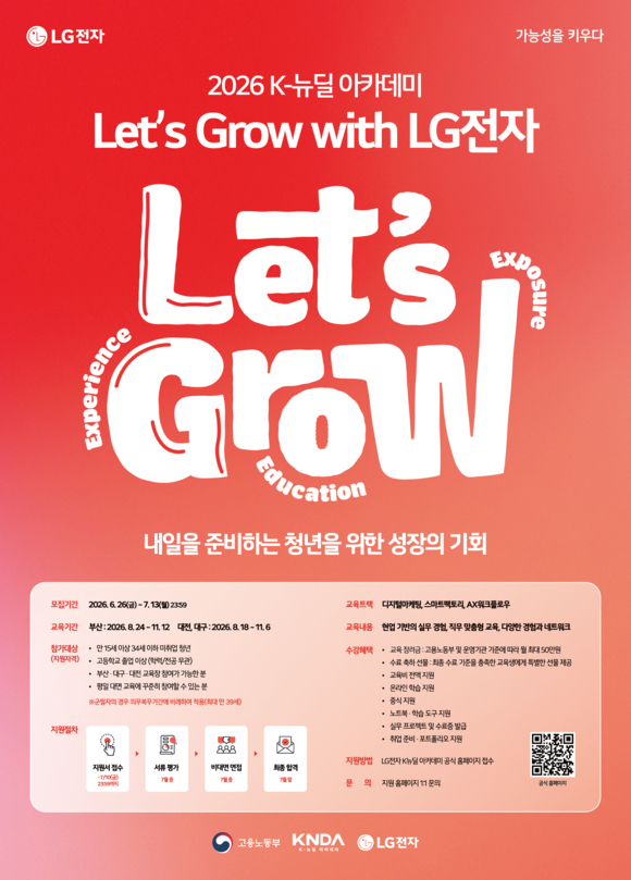 LG전자, 비수도권 취업 준비 청년 대상 실무 교육 모집